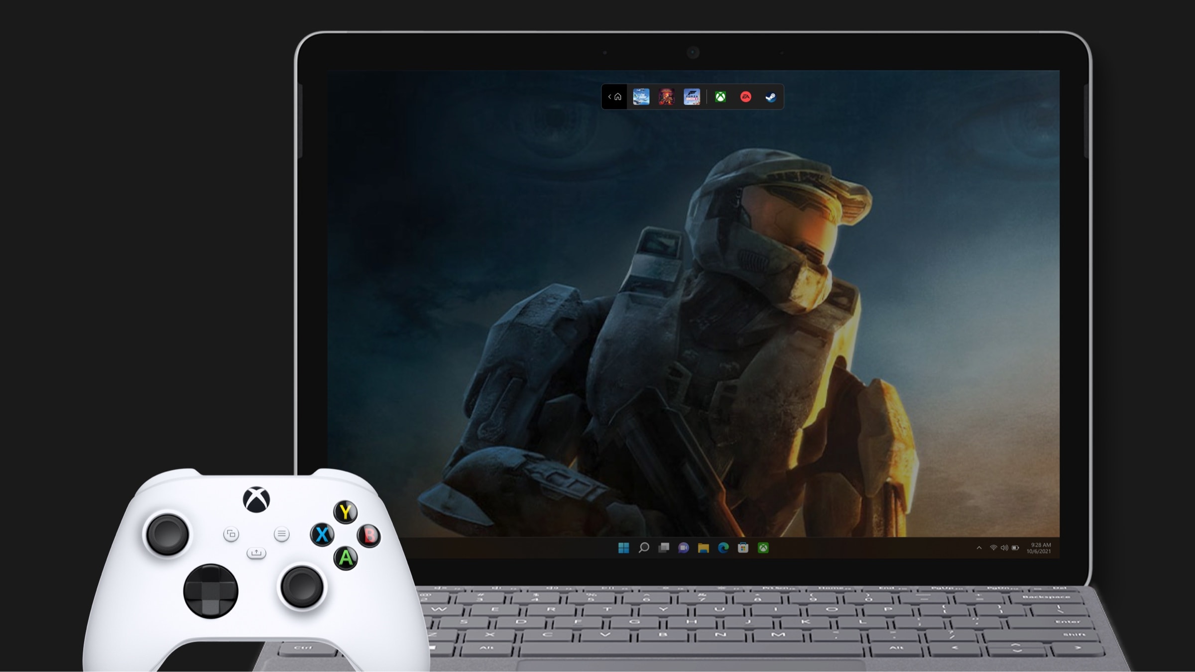 Controller Bar surfaced above the Windows 11 taskbar